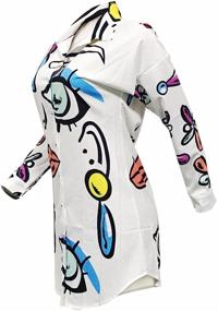 img 2 attached to Bluewolfsea Women's Lips Print Button Down Tunic Shirt Dress with Long Sleeves