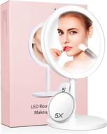 💄 8 inch makeup mirror with 5x magnification, 120° swivel vanity mirror with lights, rechargeable and adjustable brightness - perfect gift for mother's day logo