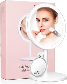 img 4 attached to 💄 8 Inch Makeup Mirror with 5X Magnification, 120° Swivel Vanity Mirror with Lights, Rechargeable and Adjustable Brightness - Perfect Gift for Mother's Day