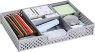 🗄️ adjustable plastic desktop drawer organizer - simplistic and trending office desk tray for efficient kitchen and makeup storage, silver logo