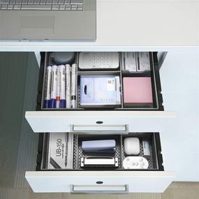 img 2 attached to 🗄️ Adjustable Plastic Desktop Drawer Organizer - Simplistic and Trending Office Desk Tray for Efficient Kitchen and Makeup Storage, Silver