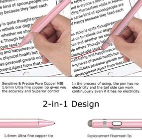 img 3 attached to 🖌️ KECOW Stylus Digital Pen for Touch Screens, 1.45mm Fine Elastic Tip Rechargeable Pencil Compatible with iPad, iPhone, Samsung Phone & Tablets, iOS & Android for Drawing & Writing, Capacitive Pen - Rose Gold