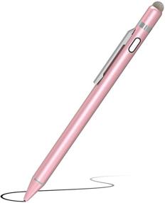 img 4 attached to 🖌️ KECOW Stylus Digital Pen for Touch Screens, 1.45mm Fine Elastic Tip Rechargeable Pencil Compatible with iPad, iPhone, Samsung Phone & Tablets, iOS & Android for Drawing & Writing, Capacitive Pen - Rose Gold