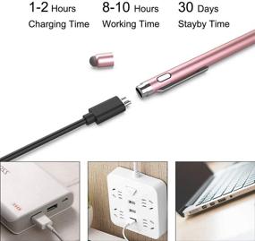 img 1 attached to 🖌️ KECOW Stylus Digital Pen for Touch Screens, 1.45mm Fine Elastic Tip Rechargeable Pencil Compatible with iPad, iPhone, Samsung Phone & Tablets, iOS & Android for Drawing & Writing, Capacitive Pen - Rose Gold