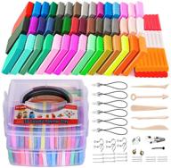 50 colors polymer clay-baked modeling clay starter kit: safe, nontoxic, oven-bake diy craft set with sculpting tools, accessories, and storage box - perfect gift for kids! logo