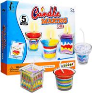 🕯️ candle making kit: diy craft supplies set with 5 bags of colored wax, 3 glass containers, 3 wicks & holders, designing tool - ideal for arts and crafts logo