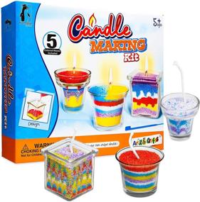 img 4 attached to 🕯️ Candle Making Kit: DIY Craft Supplies Set with 5 Bags of Colored Wax, 3 Glass Containers, 3 Wicks & Holders, Designing Tool - Ideal for Arts and Crafts