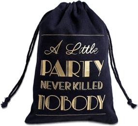 img 4 attached to 🎉 Hangover Kit Bags Portable Key Bag: The Perfect Favor for a Hangover-Free Celebration & Memorable Occasions! Ideal for Bachelor Parties, Thanksgiving, Christmas, Weddings, 21st Birthdays, Pirate Themed Parties, Bridal Showers! 10-Pack Black Set, 5x7 Inches