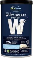 🥛 белок изолят biochem 100% whey - ваниль - 15.1 унц. - замена приема пищи с высоким содержанием белка - поддерживает рост сухой мышечной массы - быстрое усвоение - шелковистый вкус - важные аминокислоты логотип