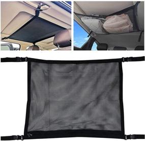 img 4 attached to 🚗 Multi-Purpose Car Roof Interior Storage Net with Zipper - Organize & Maximize Storage Space in Your Vehicle