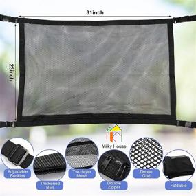 img 3 attached to 🚗 Multi-Purpose Car Roof Interior Storage Net with Zipper - Organize & Maximize Storage Space in Your Vehicle