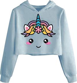 img 4 attached to Kids' Unicorn Hooded Crop Tops 🦄 Jackets - Girls' Sweatshirts for Fall, Ages 3-9