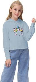 img 3 attached to Kids' Unicorn Hooded Crop Tops 🦄 Jackets - Girls' Sweatshirts for Fall, Ages 3-9