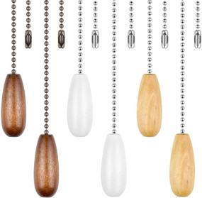 img 4 attached to 🔗 Wooden Ceiling Fan Pull Chain Set - 6 Pieces, Extension for Ceiling Light and Fan Chain - Brown, White, and Wood Color