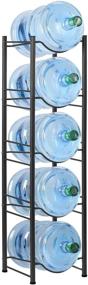 img 4 attached to HAITRAL 5-Tier Heavy Duty Water Bottle Buddy Display Rack, Black - Water Gallon Jug Holder