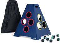 fun-filled caliber games towerball bundle for all: backyard, lawn, beach & tailgate game - featuring collapsible tower, 8 balls (4 green/4 blue), and premium backpack logo