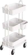 🛒 white 3-tier kitchen cart with dividers, hanging bucket - simple houseware multifunctional rolling utility cart logo
