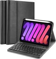 📱 procase ipad mini 6 keyboard case 2021, lightweight slim shell cover with detachable wireless keyboard and pencil holder for 8.3 inch ipad mini 6th generation - black logo