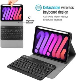 img 3 attached to 📱 ProCase iPad Mini 6 Keyboard Case 2021, Lightweight Slim Shell Cover with Detachable Wireless Keyboard and Pencil Holder for 8.3 Inch iPad Mini 6th Generation - Black