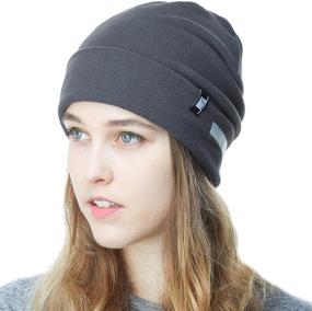 img 4 attached to The Hat Depot Winter Fleece Beanie Hat - Cold Weather & Reflective Safety | Performance Stretch for All