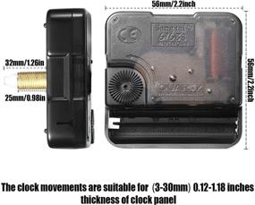 img 3 attached to ⏱️ Clock Movement Mechanism with 5 Different Pairs of Hands - High Torque Long Shaft Quartz Clock Repair Parts - 32mm/1.26 Inches - Replacement with Hook and Paster (2 Pack)