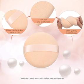 img 4 attached to 🎉 12-Pack Large Cotton Powder Puffs - 3.4 Inch Round Makeup Pads with Strap, Reusable Body & Face Puffs for Loose Mineral Powder (Champagne-Colored)