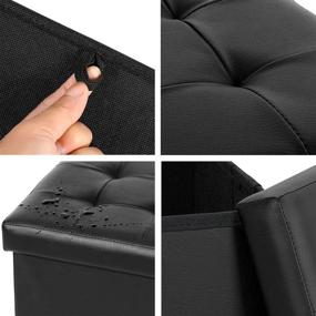 img 2 attached to 🪑 2 Pack of Small Cube Faux Leather Ottoman Black - B FSOBEIIALEO Storage Ottoman Footrest Stool Seat 12.6"X12.6"X12.6