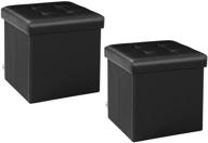 🪑 2 pack of small cube faux leather ottoman black - b fsobeiialeo storage ottoman footrest stool seat 12.6"x12.6"x12.6 logo