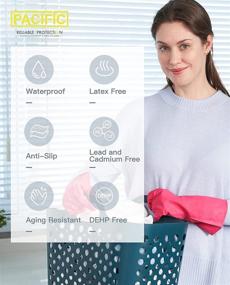 img 3 attached to 🧤 PACIFIC PPE 4 Pairs Nitrile Dishwashing Gloves: Rose Red, Medium - Ideal for Kitchen and Cleaning Tasks!
