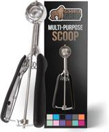 🍨 gorilla grip premium stainless steel spring-loaded scoop for fruit, cookie and ice cream - easy squeeze clean release, comfortable handle, 1 tbsp small size 60 - uniform portions, black logo