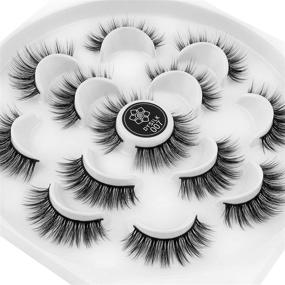 img 1 attached to 💕 DYSILK 7 Pairs 6D Faux Mink Eyelashes | Natural Look False Eyelashes Handmade Wispy Soft | Long Extension Makeup Reusable No Glue Eyelashes | Fluffy & Lightweight (007)