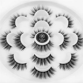 img 3 attached to 💕 DYSILK 7 Pairs 6D Faux Mink Eyelashes | Natural Look False Eyelashes Handmade Wispy Soft | Long Extension Makeup Reusable No Glue Eyelashes | Fluffy & Lightweight (007)