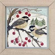 🐦 beaded cross stitch kit mh143303 - chickadees buttons & beads winter 2013 logo