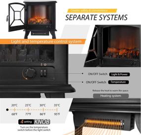 img 2 attached to 🔥 VIVOHOME 23 Inch Portable Free Standing Infrared Electric Fireplace Stove Heater with Realistic Log Flame Effect - 1400W Power for Optimal Heating