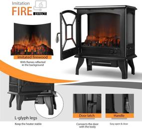 img 3 attached to 🔥 VIVOHOME 23 Inch Portable Free Standing Infrared Electric Fireplace Stove Heater with Realistic Log Flame Effect - 1400W Power for Optimal Heating