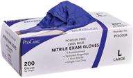 procure disposable nitrile gloves large, 200 count - powder free, latex free, medical grade, non sterile, ambidextrous - soft with textured tips - cool blue logo