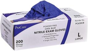 img 4 attached to ProCure Disposable Nitrile Gloves Large, 200 Count - Powder Free, Latex Free, Medical Grade, Non Sterile, Ambidextrous - Soft with Textured Tips - Cool Blue