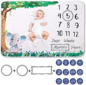 img 4 attached to 🐘 Elephant Baby Milestone Blanket: Unisex Design for Capturing Precious Moments - Perfect for Baby Boys and Girls - Ideal Shower Gift Basket and Photography Prop - Features Monthly Milestones and Swaddle Function