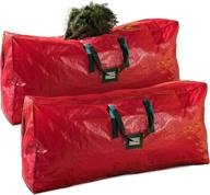 2-pack extra large artificial christmas tree storage bag - fits up to 9-foot holiday xmas disassembled trees - durable reinforced handles, dual zipper - waterproof material protects from dust, moisture & insects (red) logo