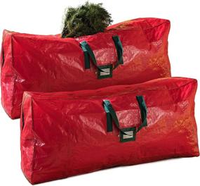 img 4 attached to 2-Pack Extra Large Artificial Christmas Tree Storage Bag - Fits Up to 9-Foot Holiday Xmas Disassembled Trees - Durable Reinforced Handles, Dual Zipper - Waterproof Material Protects from Dust, Moisture & Insects (Red)