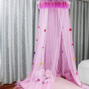 img 2 attached to 👑 Transform Your Girl's Room with the Goplus Princess Bed Canopy Netting Dome: Elegant Ruffle Lace for Girls and Baby