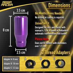 img 1 attached to 🔮 Purple Aluminum Shift Knob - Mega Racer 8cm: Ideal for Buttonless Auto, 4, 5 & 6 Speed Manual Transmissions; Premium Replacement Interior Automotive Part, Single Piece