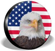 🦅 censher waterproof spare tire cover with american flag and bald eagle - universal fit for trailer, rv, suv truck, and more - ideal camper accessory for dust-proof protection logo