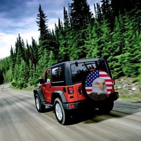 img 1 attached to 🦅 CENSHER Waterproof Spare Tire Cover with American Flag and Bald Eagle - Universal Fit for Trailer, RV, SUV Truck, and More - Ideal Camper Accessory for Dust-Proof Protection