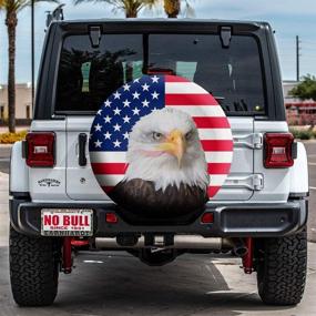 img 3 attached to 🦅 CENSHER Waterproof Spare Tire Cover with American Flag and Bald Eagle - Universal Fit for Trailer, RV, SUV Truck, and More - Ideal Camper Accessory for Dust-Proof Protection