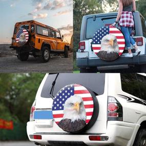 img 2 attached to 🦅 CENSHER Waterproof Spare Tire Cover with American Flag and Bald Eagle - Universal Fit for Trailer, RV, SUV Truck, and More - Ideal Camper Accessory for Dust-Proof Protection