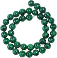 💚 8mm malachite gemstone round loose beads - natural stone beads for diy jewelry making, crystal energy stone with healing power, 1 strand 15 inches logo