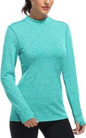 img 1 attached to 🏃 Fulbelle Women's Fleece Thermal Mock Neck Running Shirts - Stay Warm with Thumbholes!