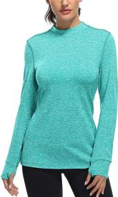 img 3 attached to 🏃 Fulbelle Women's Fleece Thermal Mock Neck Running Shirts - Stay Warm with Thumbholes!