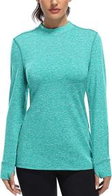 img 2 attached to 🏃 Fulbelle Women's Fleece Thermal Mock Neck Running Shirts - Stay Warm with Thumbholes!